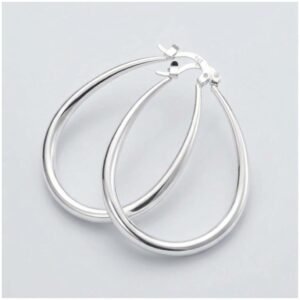 925 Sterling Silver Elegant Teardrop Hoop Earrings for Women | Lightweight Everyday Fashion Jewelry